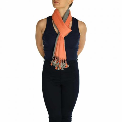 gray orange pashmina scarve (2)